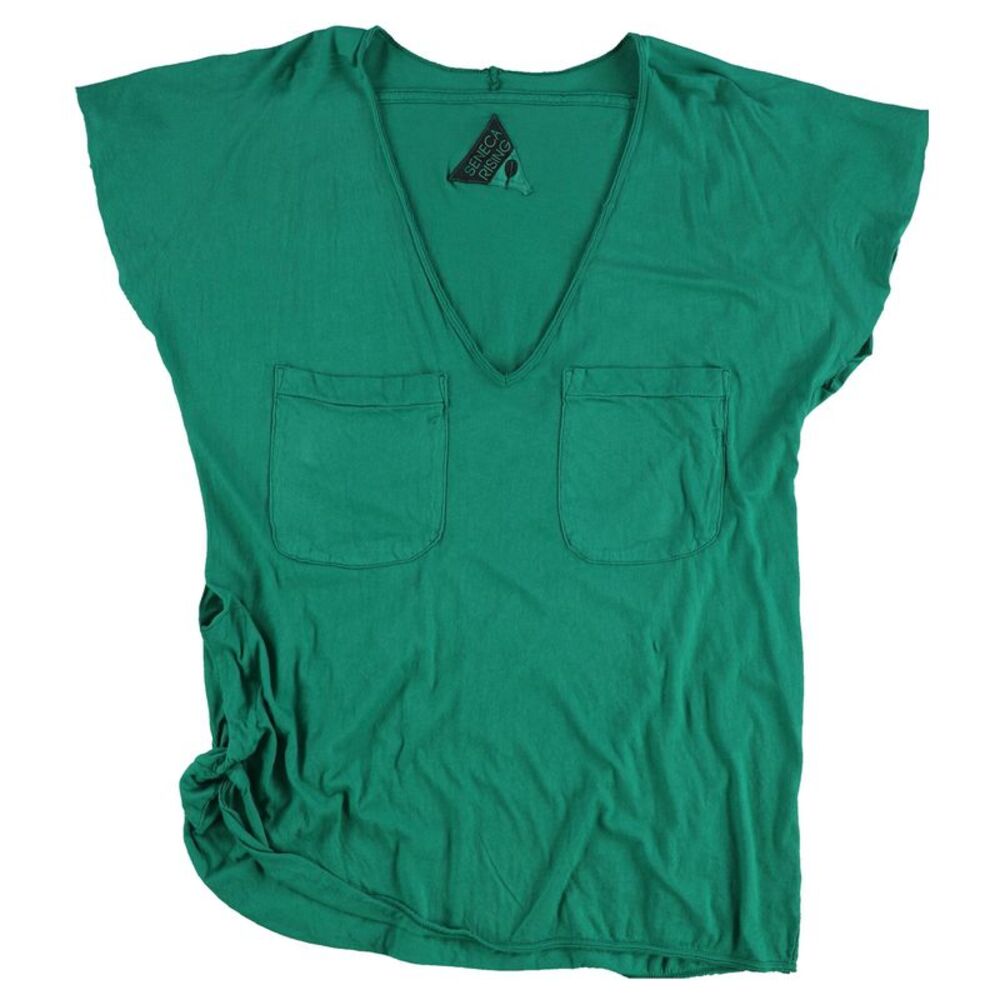 Seneca Rising Womens Two Pocket Solid Basic T-Shirt, Green, L, DM